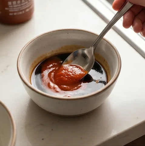 인도네시아식 나시고랭 | 현지 맛집 소스 레시피 포함 조리 단계 1 이미지 - 작은 볼에 진간장, 굴소스, 올리고당, 케첩, 스리라차를 넣고 고루 섞어